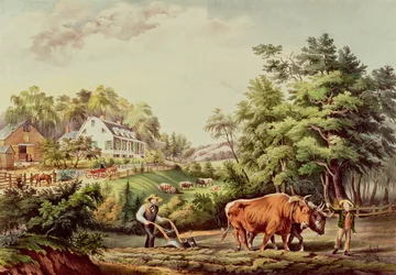 American Farm Scenes, rytował Nathaniel Currier (1813-98), wyd. Currier and Ives, Nowy Jork